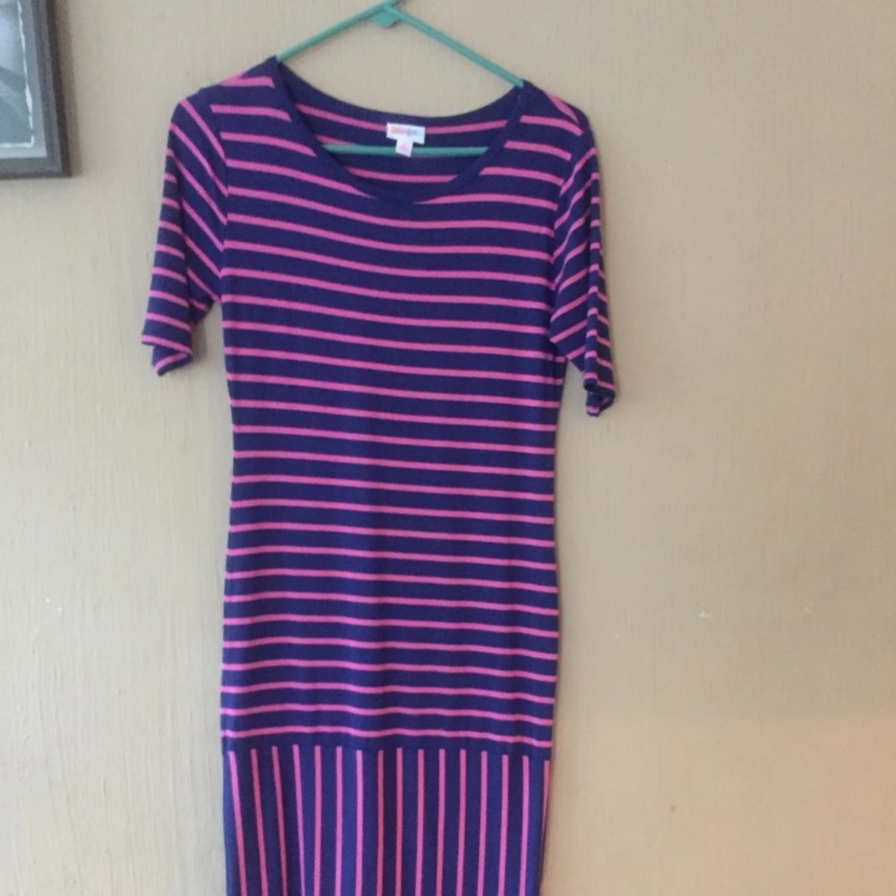 Lularoe dress Julia striped blue purple small